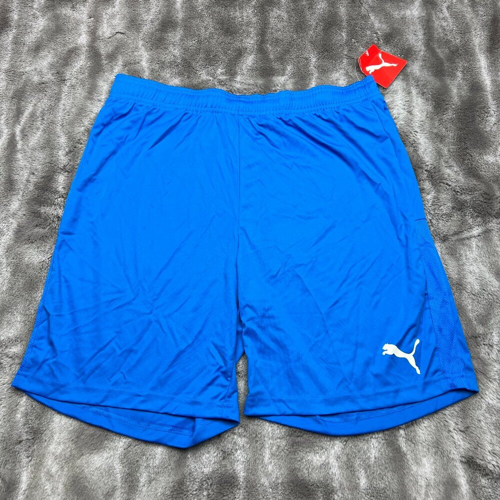 Puma Shorts Mens Large Blue Athletic Stretch Elastic Waist Running Jogging